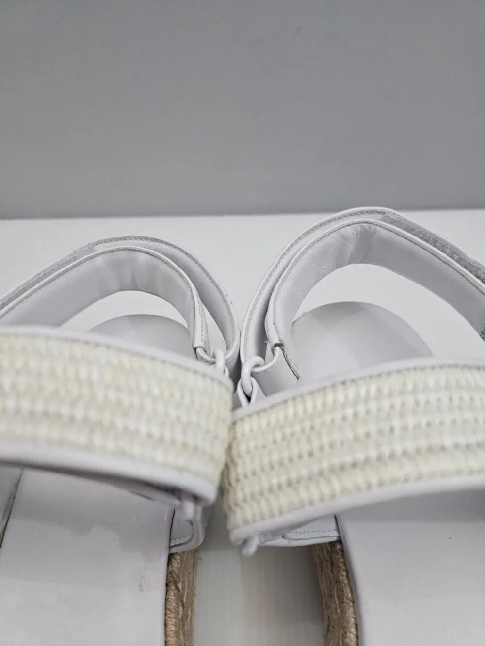 Tory Burch Diego Raffia Sport Espadrille Sandal Womens 11 White Leather Platform